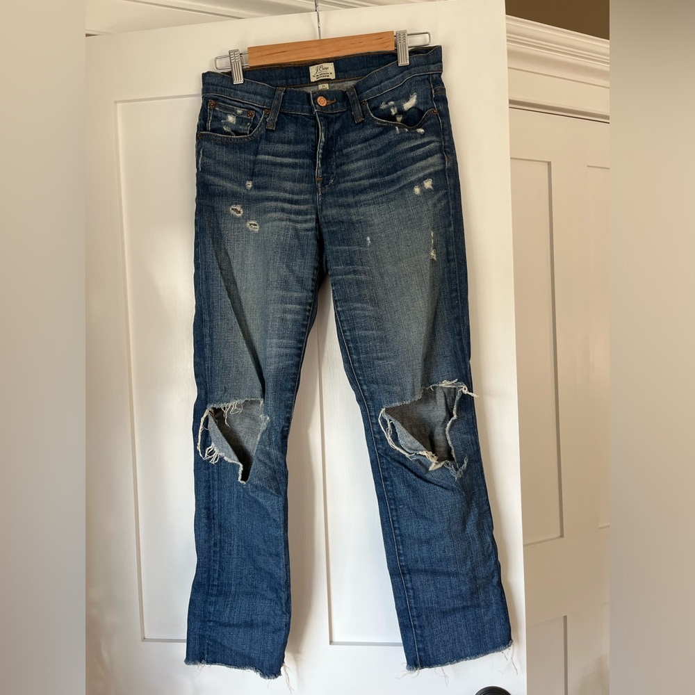 J Crew slim boyfriend distressed jeans size 26